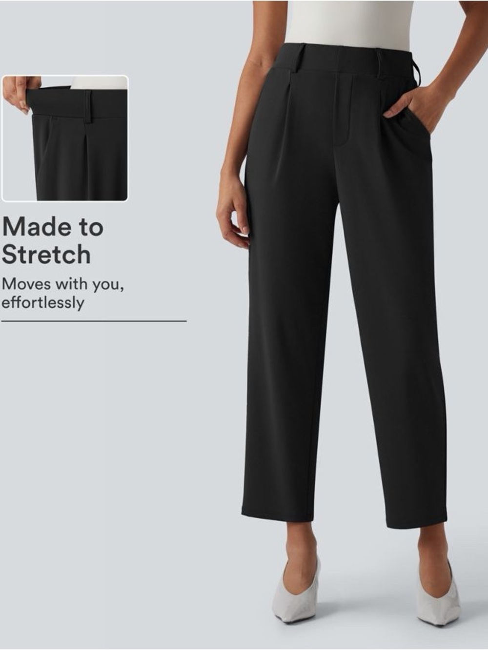 NWT Halara Flex™ High Waisted Tapered Work Pants with Pockets in Black XSP